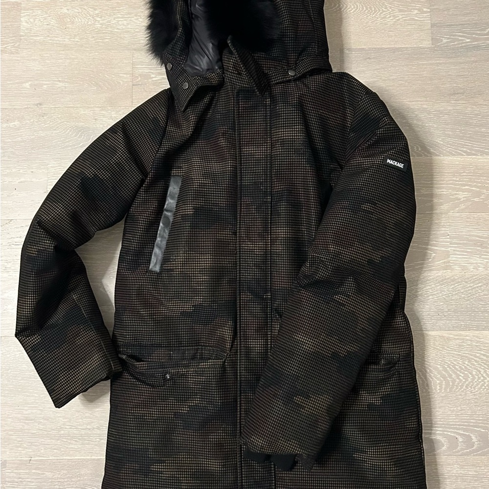 Mackage Kids Puffer Jacket in Black and Brown